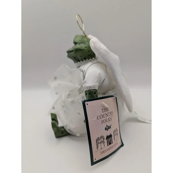 Frog Angel Ornament Figurine Gold Cord Wings Star Wand New with Tag - Picture 3 of 5